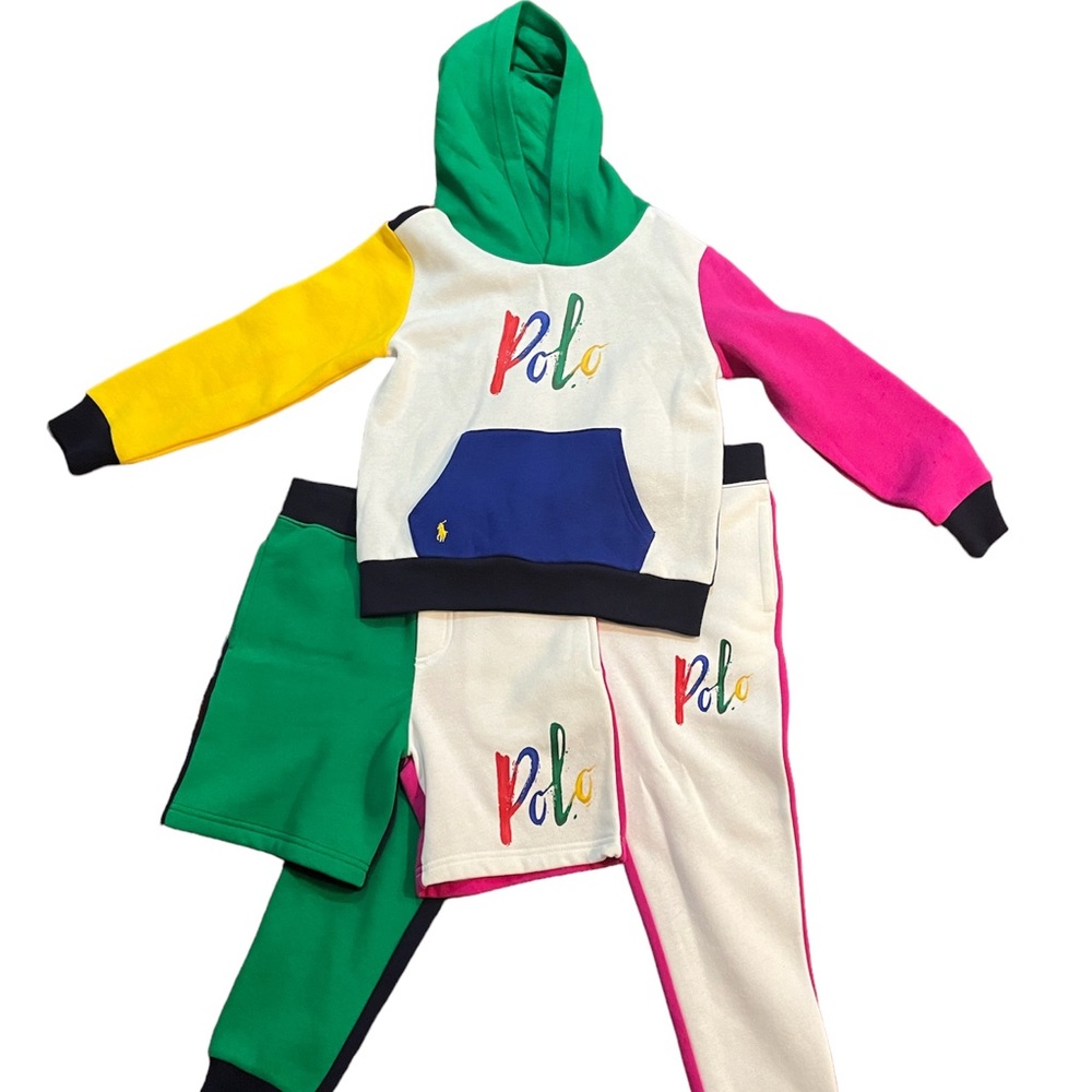 Boys POLO Ralph Lauren sweat suit pant and shorts set.